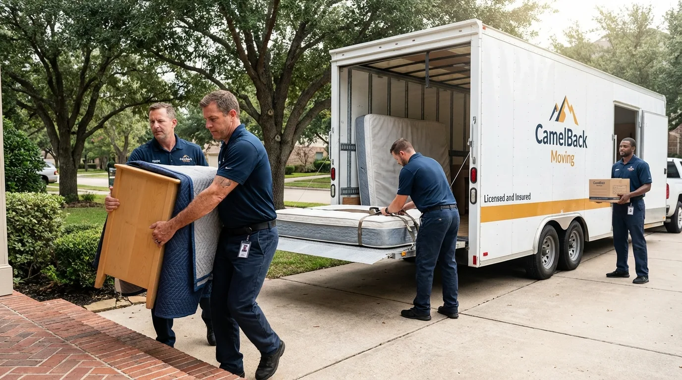 Crew loading residential truck for cross-state move from Maiden, NC