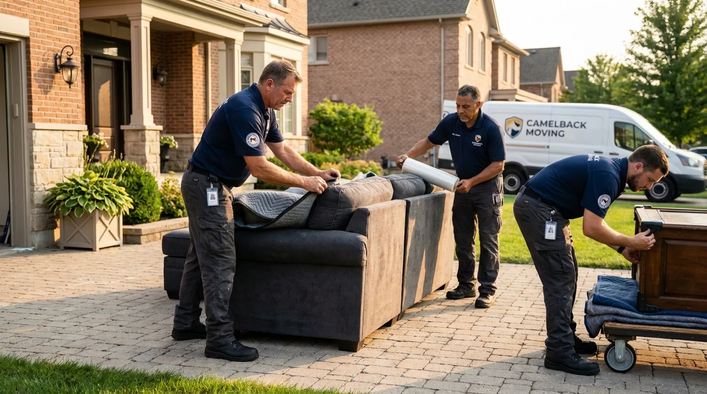 Large estate moving crew wrapping furniture in Maiden, NC